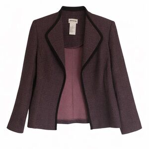 Perceptions Dark Purple Open Front Blazer with Black Trim  Tailored Jacket